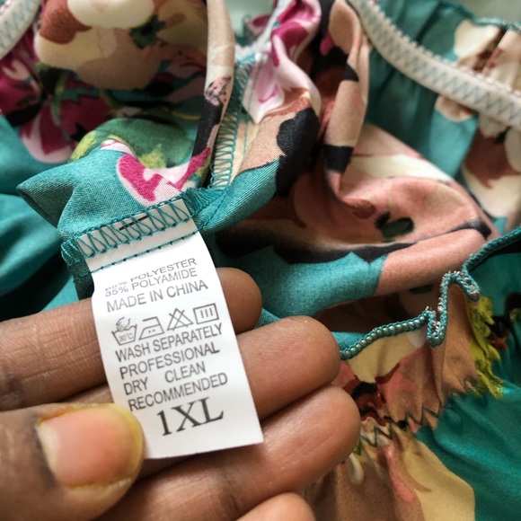 Sexy floral turquoise lingerie pajamas set - Picture 7 of 14